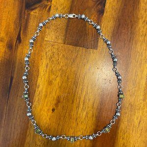 Lagos Caviar Two Tone Pearl Peridot Glacier Necklace Green Emerald Cut